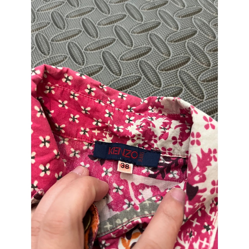 Vintage 90s Kenzo Jeans Multicolor AOP Floral Pattern Print Pink Womens 38 US 6 - Picture 4 of 9